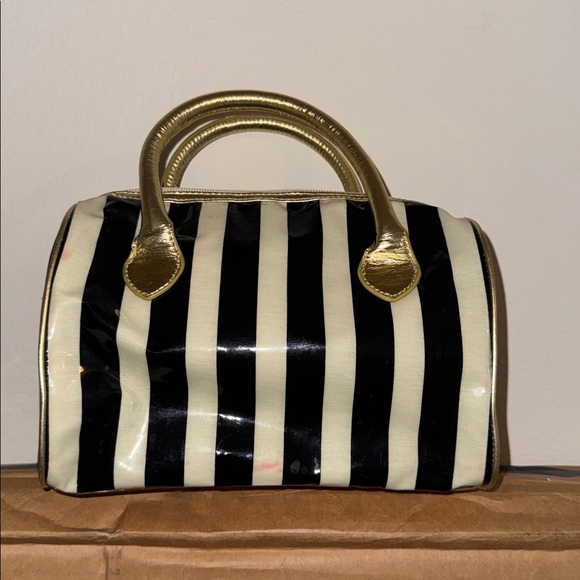 Betsey Johnson Black and White Striped Satchel, Vintage, Rare BETSEY JOHNSON - Picture 4 of 14